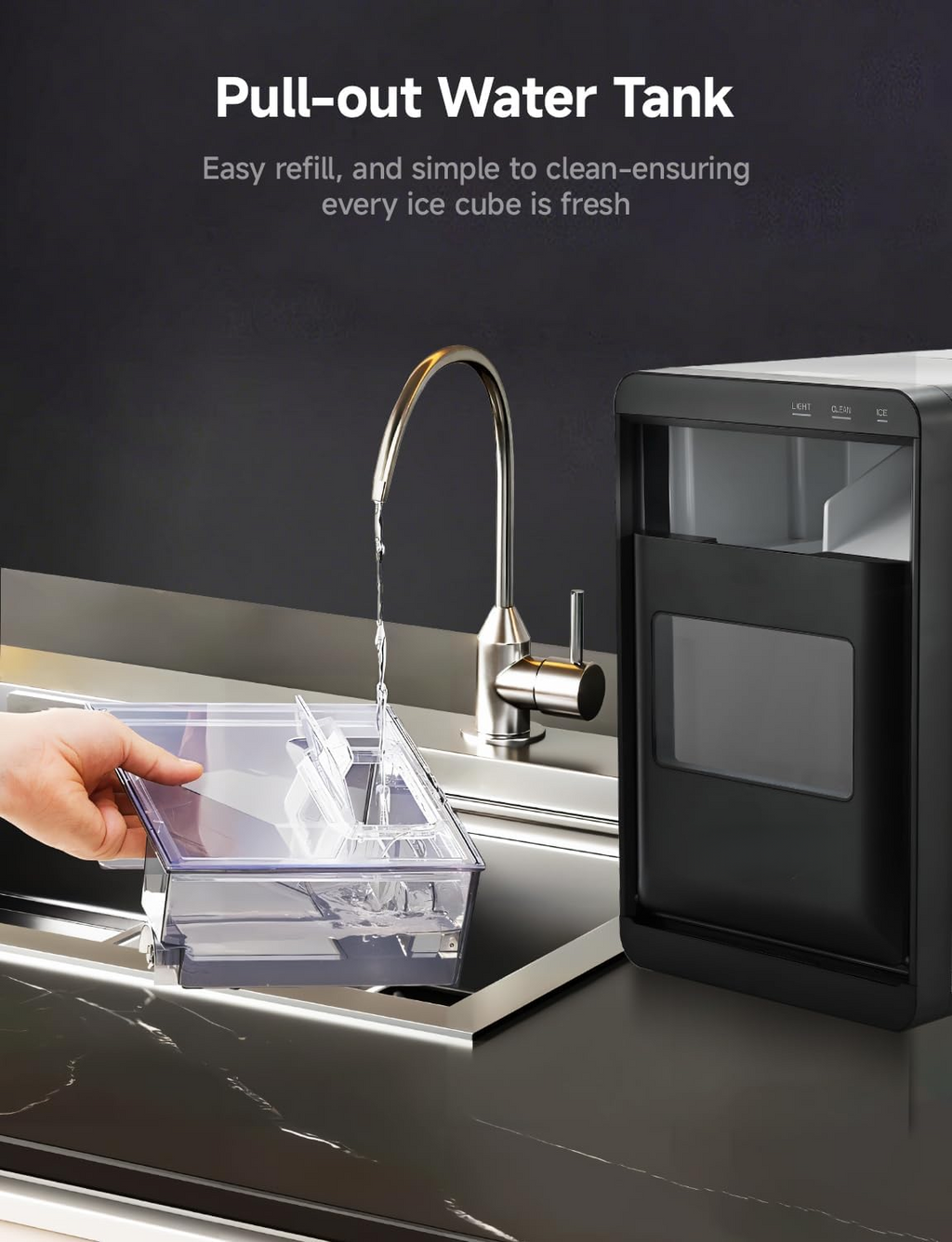 Limited Time 50% Discount | 40Lbs/24H Countertop Nugget Ice Maker, Self‑Cleaning Portable Ice Machine for Home Kitchen Office