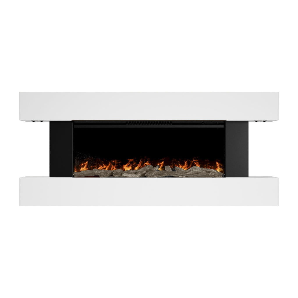 White Wall-Mounted Electric Smart Fire Place with Surround - 52 Inch - AmberGlo