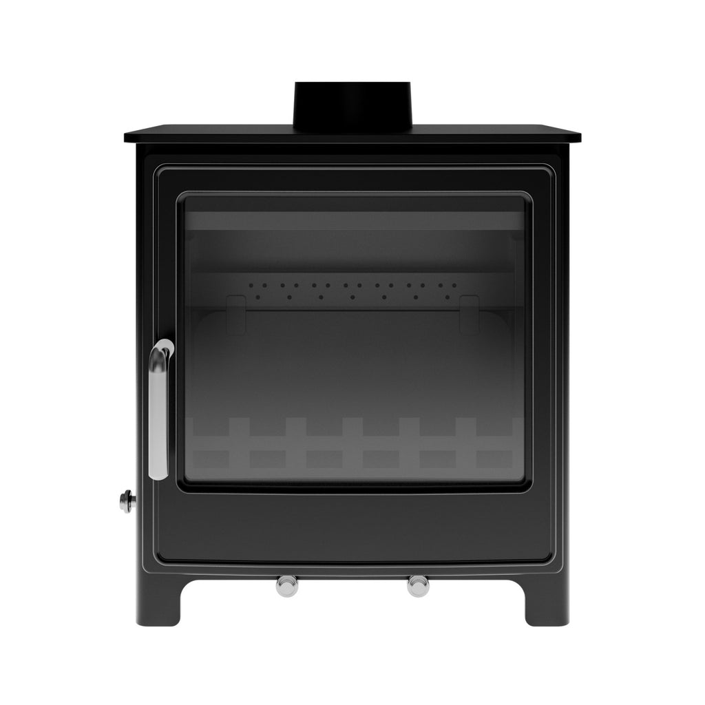 Cast Iron 8kW Log Burning Multi-Fuel Stove in Black - AmberGlo