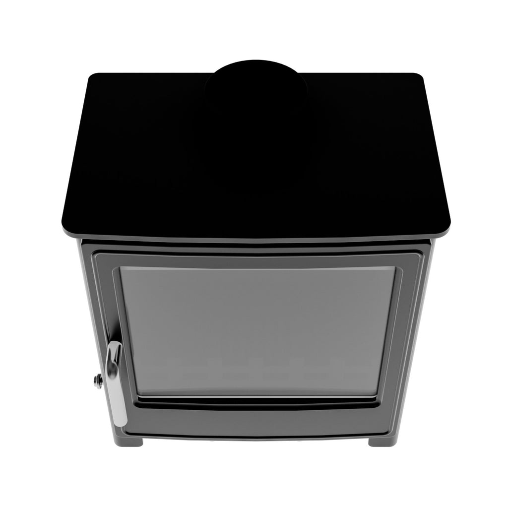 Cast Iron 8kW Log Burning Multi-Fuel Stove in Black - AmberGlo
