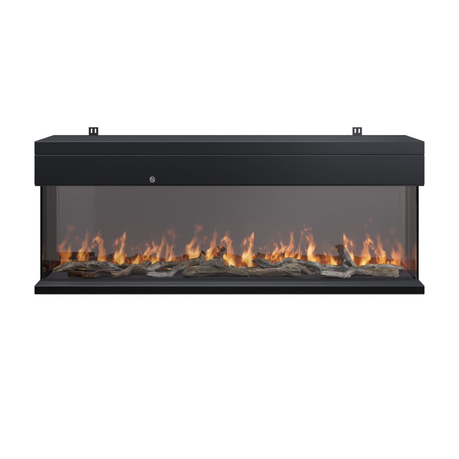 Black 3-Sided Inset Electric Media Wall Smart Fire Place - 50 Inch - AmberGlo