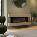 Oak Wall-Mounted Electric Smart Fire Place with Surround - 52 Inch - AmberGlo