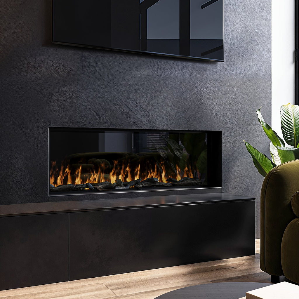 Black 3-Sided Inset Electric Media Wall Smart Fire Place - 40 Inch - AmberGlo