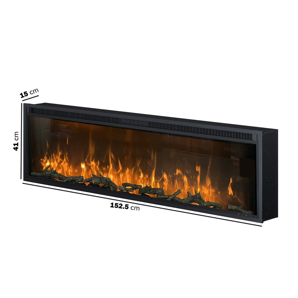 Black Slimline Inset Electric Media Wall Smart Fire Place - 60 Inch - AmberGlo