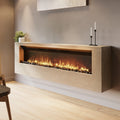 Wall-Mounted Electric Fire with Oak Surround - 70 Inch - AmberGlo