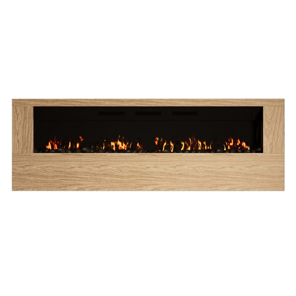 Wall-Mounted Electric Fire with Oak Surround - 70 Inch - AmberGlo