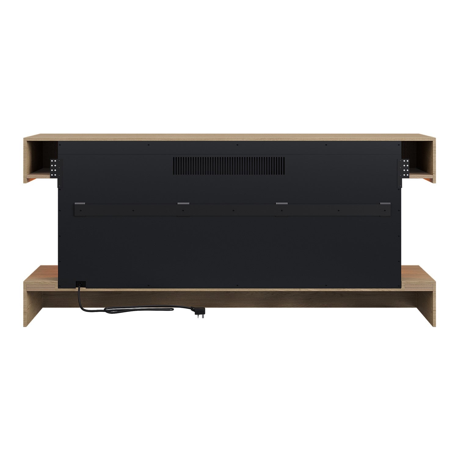 Oak Media Wall Mounted 3-Sided Electric Fireplace with Logs - 55 inch - AmberGlo