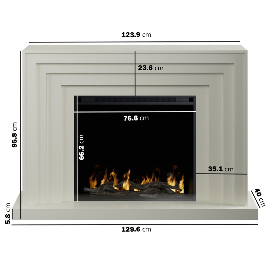 Cream Fire Surround and Electric Fire with Logs - AmberGlo