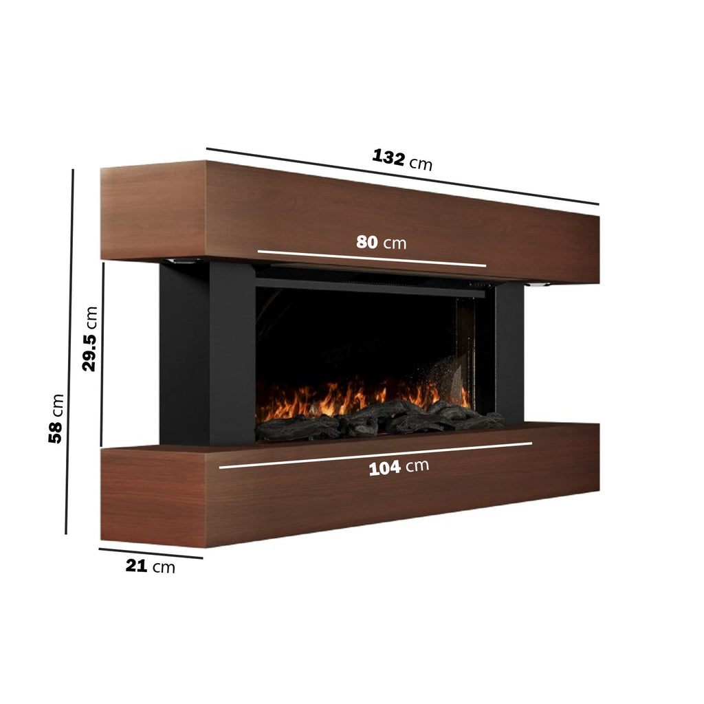 Walnut 52inch WiFi Enabled Wall Mounted Electric Fireplace - AmberGlo