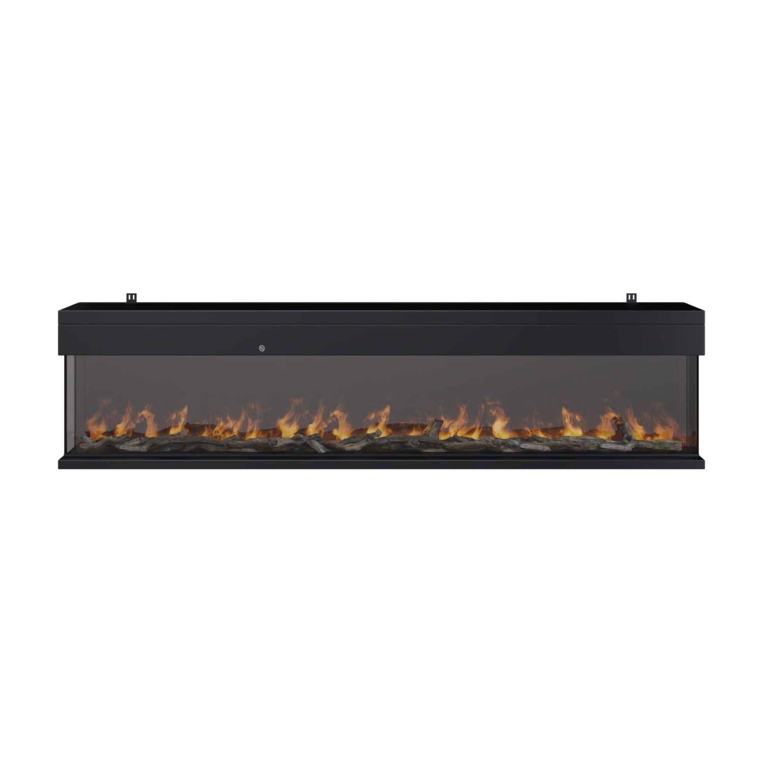 Black 3-Sided Inset Electric Media Wall Smart Fire Place - 80 Inch - AmberGlo
