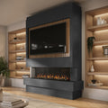 Self Build Media Wall with 3-Sided Electric Fireplace with 50inch Fire - AmberGlo