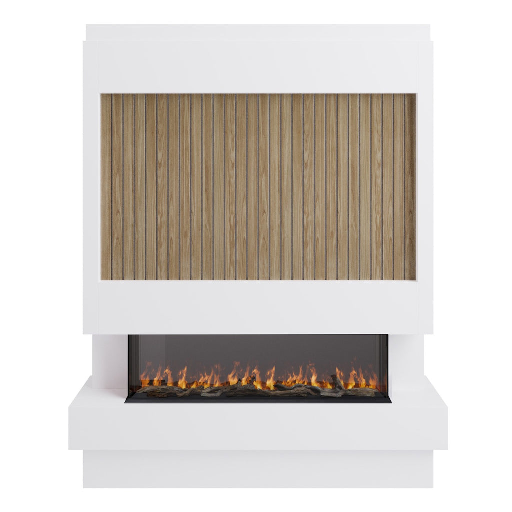 Self Build Media Wall with 3-Sided Electric Fireplace with 50inch Fire - AmberGlo
