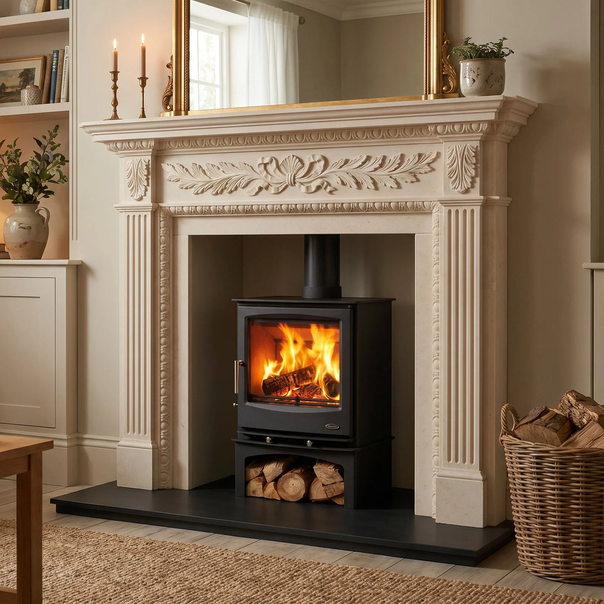 Mazona Rye Eco 7kW Multifuel Woodburning Stove, With Log Store, Freestanding, Eco Design Approved, Defra Approved - photo 2