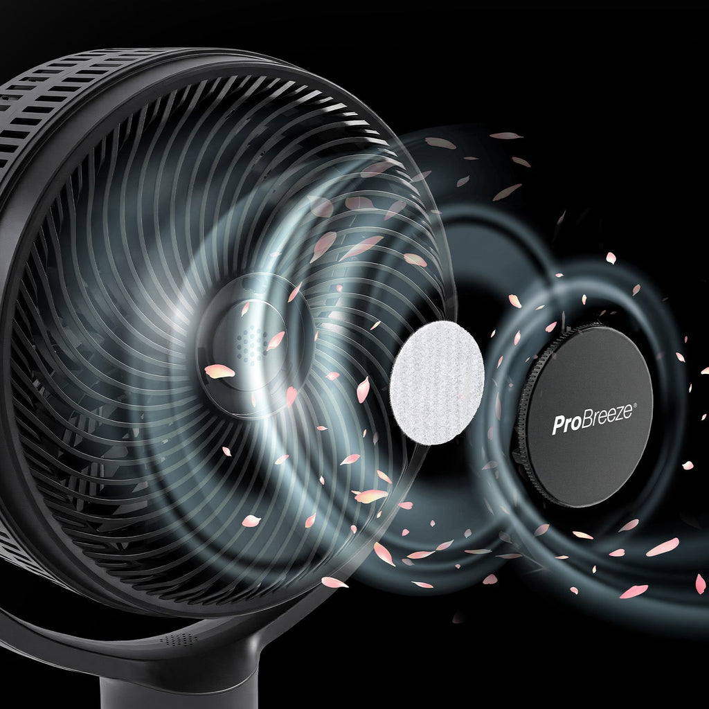 AirFlo Plus™ 44" Smart Hybrid Pedestal Fan - Ultra-Quiet Air Circulator - Black