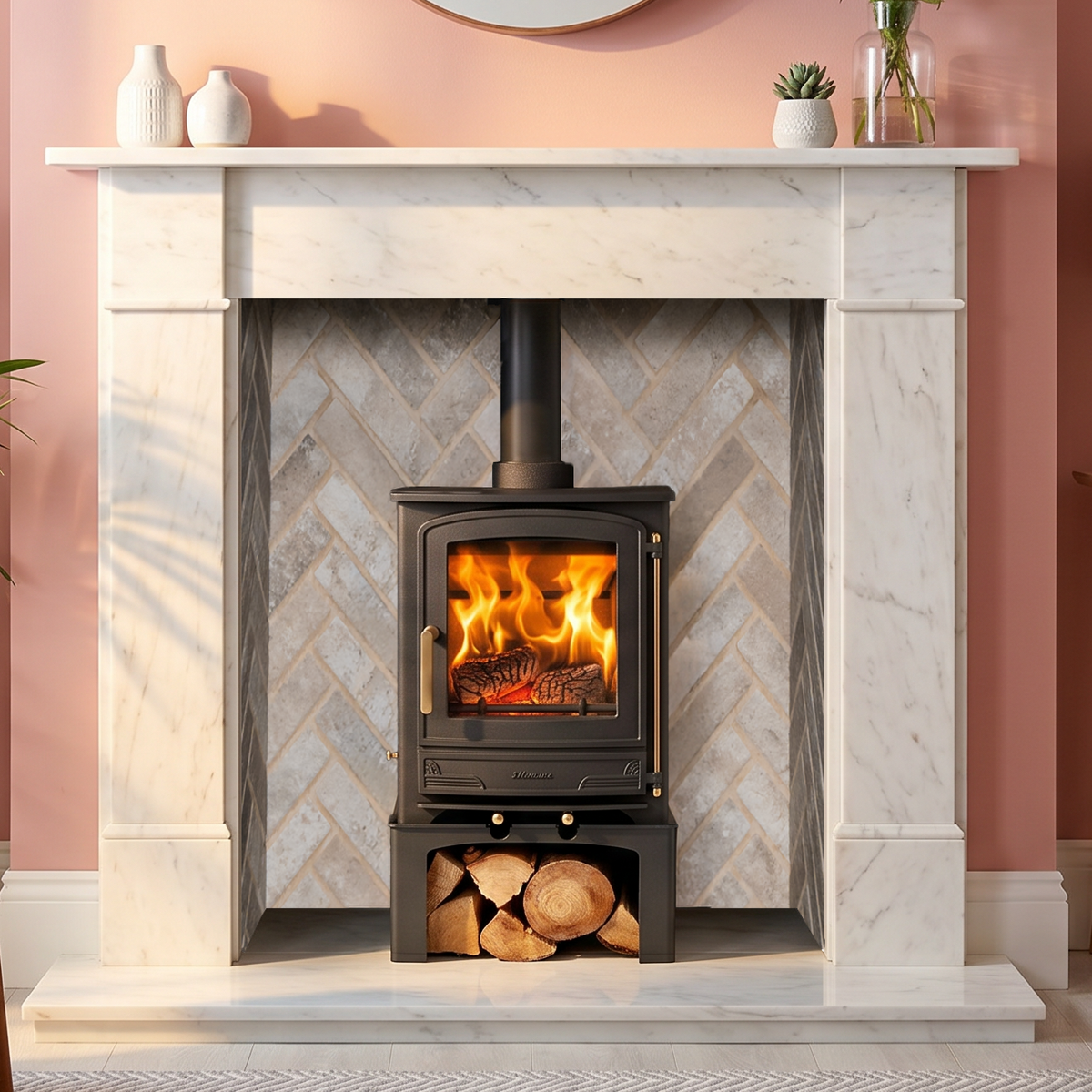 Mazona Warwick 5kW Multifuel Woodburning Stove, With Log Store, Freestanding, Eco Design Approved, Defra Approved